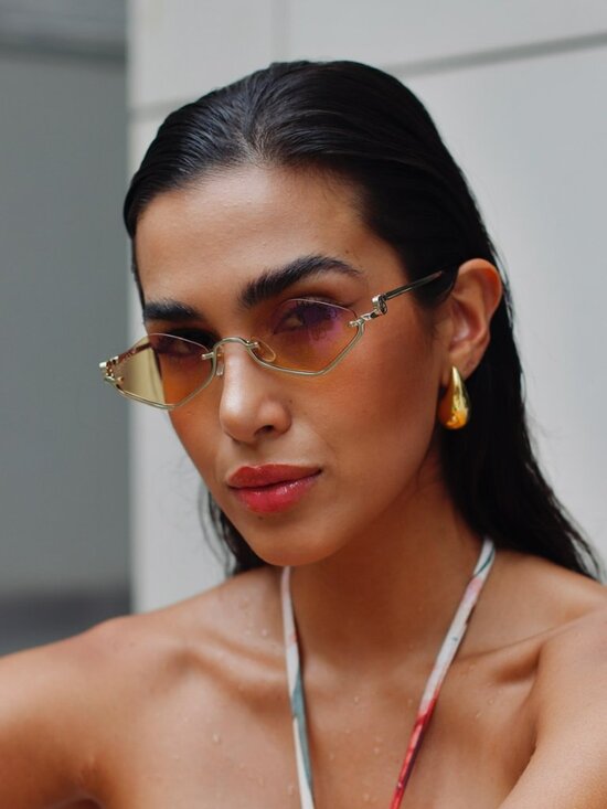 Gucci Women Sunglasses Gold Mirror GG Pattern Cat Eye GG1604S 004 NEW AUTHENTIC main image 9